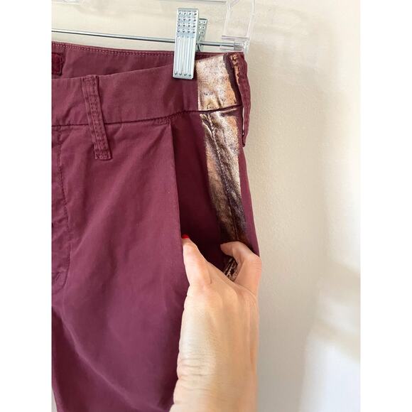 Mother High Rise Fray Raw Hem Shaker Prep Chino Pants Maroon Size 27 - Picture 8 of 11